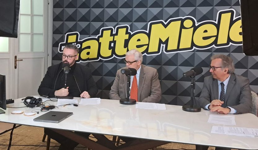 prof. Luigi Ferini Strambi e prof. Giuseppe Insalaco nella radio station di Radio LatteMiele a Sanremo