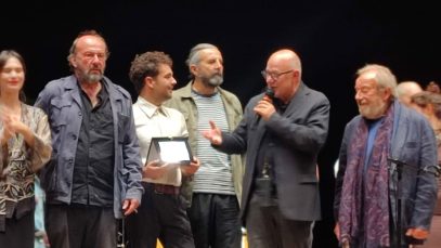 Francesco Rainero e Giordano Sangiorgi sul palco de "Il Mio Cantico Libero"